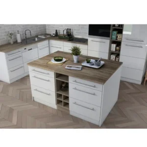 Tdesigno Minos Mutfak Adası - Alt Modül 150 cm Beyaz- Tezgah Dahil