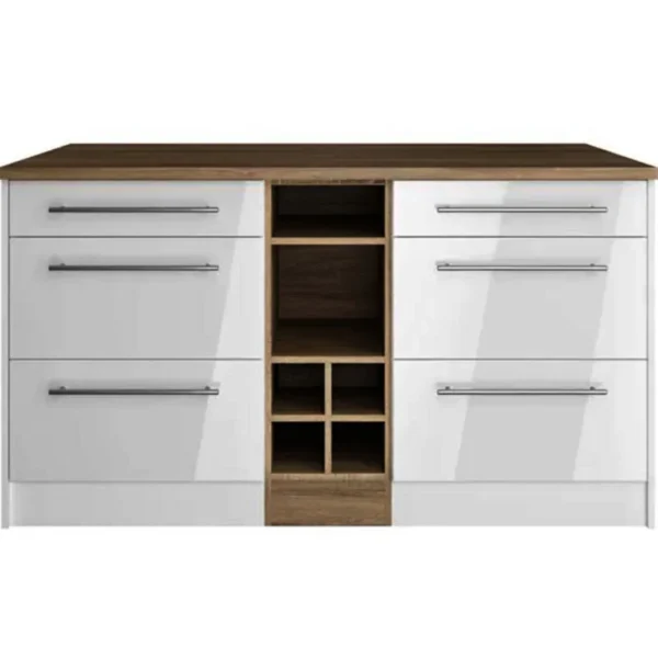 Tdesigno Minos Mutfak Adası - Alt Modül 150 cm Beyaz- Tezgah Dahil - Görsel 4