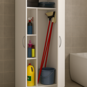 Tdesigno Belinay Paspas,Süpürge - Temizlik Malzeme Dolabı - Banyo Dolabı Beyaz - 80 cm