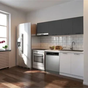 Ulza Hazır Mutfak Dolabı 200 Cm –Beyaz Laminat Tezgah Dahil-Bulaşık Makinesi Yeri Mevcut-Mat - Beyaz-Antrasit