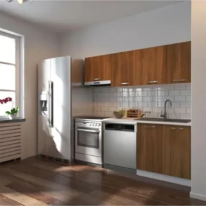 Ulza Hazır Mutfak Dolabı 200 Cm –Beyaz Laminat Tezgah Dahil-Bulaşık Makinesi Yeri Mevcut-Mat - Ceviz