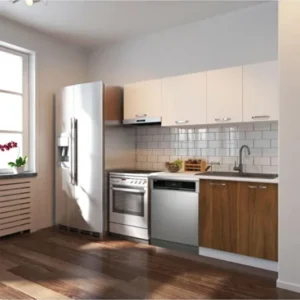 Ulza Hazır Mutfak Dolabı 200 Cm –Beyaz Laminat Tezgah Dahil-Bulaşık Makinesi Yeri Mevcut-Mat - Ceviz-Beyaz