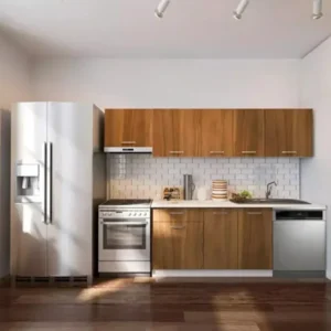 Debre Hazır Mutfak Dolabı 260 cm-Beyaz Laminat Tezgah Dahil-Bulaşık Makinesi Yeri Mevcut-Mat - Ceviz