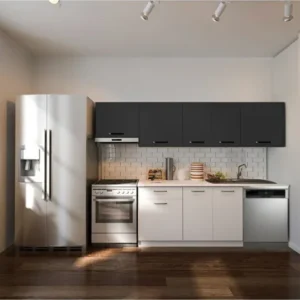 Debre Hazır Mutfak Dolabı 260 cm-Beyaz Laminat Tezgah Dahil-Bulaşık Makinesi Yeri Mevcut-Mat - Beyaz-Antrasit