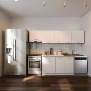 Debre Hazır Mutfak Dolabı 260 cm-Beyaz Laminat Tezgah Dahil-Bulaşık Makinesi Yeri Mevcut-Mat - Beyaz