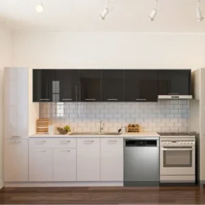 Tiran Hazır Mutfak Dolabı Kiler Dahil -320cm-Beyaz Laminat Tezgah Dahil-Bulaşık Makinesi Yeri Mevcut - Beyaz-Antrasit