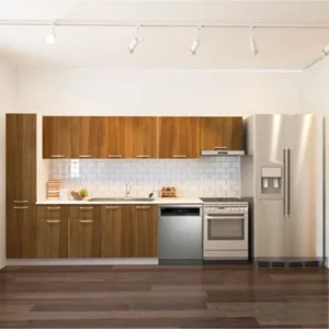 Avlonya Hazır Mutfak Dolabı Kiler Dahil 320cm-Beyaz Laminat Tezgah Dahil-Bulaşık Makinesi Yeri Mevcut - Ceviz