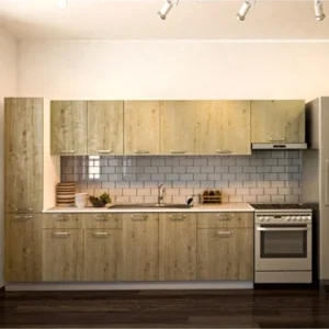 Avlonya Hazır Mutfak Dolabı Kiler Dahil 320cm-Beyaz Laminat Tezgah Dahil-Bulaşık Makinesi Yeri Mevcut - Meşe