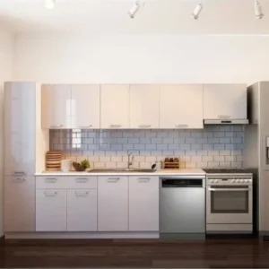 Avlonya Hazır Mutfak Dolabı Kiler Dahil 320cm-Beyaz Laminat Tezgah Dahil-Bulaşık Makinesi Yeri Mevcut - Beyaz