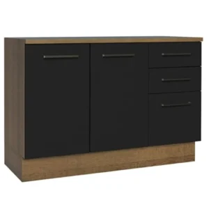 Yale Mutfak Alt Modül 3 Çekmeceli -2 Kapaklı-120 Cm -tezgah Dahil - AtlantikÇam-Antrasit