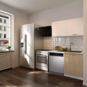 Vora Hazır Mutfak Dolabı 120 cm-Beyaz Laminat Tezgah Dahil-Bulaşık Makinesi Yeri Mevcut-Mat-AtlantikÇam-Beyaz