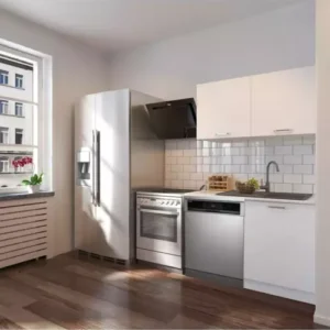 Vora Hazır Mutfak Dolabı 120 cm-Beyaz Laminat Tezgah Dahil-Bulaşık Makinesi Yeri Mevcut-Mat-Beyaz