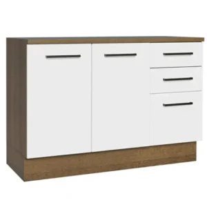 Yale Mutfak Alt Modül 3 Çekmeceli -2 Kapaklı-120 Cm -tezgah Dahil - AtlantikÇam-Beyaz