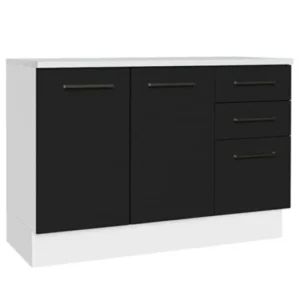 Yale Mutfak Alt Modül 3 Çekmeceli -2 Kapaklı-120 Cm -tezgah Dahil - Beyaz-Antrasit