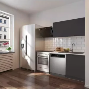 Vora Hazır Mutfak Dolabı 120 cm-Beyaz Laminat Tezgah Dahil-Bulaşık Makinesi Yeri Mevcut-Mat-Antrasit