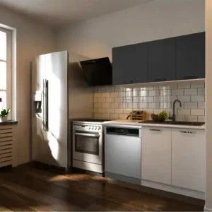 Klos Hazır Mutfak Dolabı 140 Cm -Beyaz Laminat Tezgah Dahil-Bulaşık Makinesi Yeri Mevcut-Mat-Beyaz-Antrasit