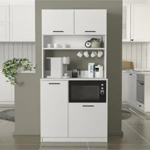 Lexa Çok Amaçlı Dolap-Mikrodalga-Erzak-Airfryer-Mutfak-Kiler Dolabı-Kahve Köşesi-Beyaz-90 cm