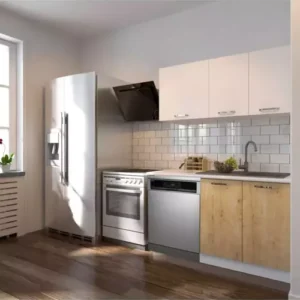 Klos Hazır Mutfak Dolabı 140 Cm -Beyaz Laminat Tezgah Dahil-Bulaşık Makinesi Yeri Mevcut-Mat-AtlantikÇam-Beyaz