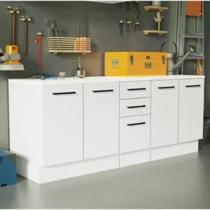 Vant Mutfak 4 Kapaklı-3 Çekmeceli Alt Modül -200 cm - Çok Amaçlı Dolap -Beyaz-Tezgah Dahil