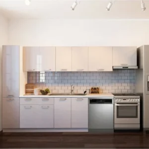 Tiran Hazır Mutfak Dolabı Kiler Dahil -320cm-Beyaz Laminat Tezgah Dahil-Bulaşık Makinesi Yeri Mevcut - Beyaz