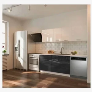 Fier Hazır Mutfak Dolabı 200 cm– Parlak-Beyaz Laminat Tezgah Dahil-Bulaşık Makinesi Yeri Mevcut - Antrasit-Beyaz