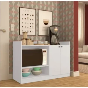 Zarif Çok Amaçlı Dolap-Mikrodalga-Erzak-Airfryer-Mutfak-Kiler Dolabı-Kahve Köşesi-Beyaz-120 cm