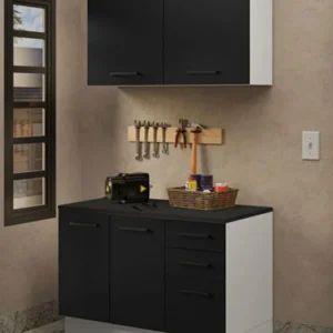 Milot Çok Amaçlı Dolap-Mikrodalga-Erzak-Airfryer-Mutfak-Kiler Dolabı-Kahve Köşesi-Antrasit-Beyaz-120 cm