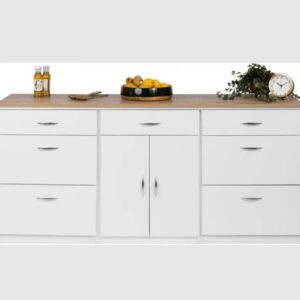 Zei Mutfak Çekmeceli Alt Modül 180 cm Beyaz- Tezgah Dahil-Çok Amaçlı Dolap-Kahve Köşesi-Mat