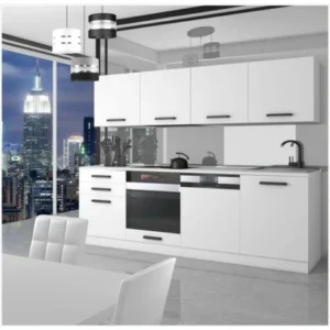 Lima Hazır Mutfak Dolabı 240 Cm-Beyaz Laminat Tezgah Dahil-Bulaşık Makinesi Yeri Mevcut-Mat