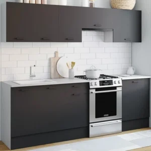 Vena Hazır Mutfak Dolabı 240 cm -Beyaz Laminat Tezgah Dahil-Antrasit-Mat