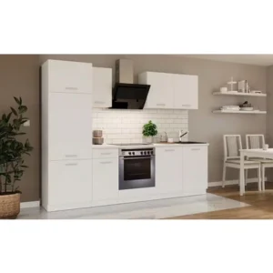 Angel Hazır Mutfak Dolabı Kiler Dahil 260CM–BEYAZ Laminat Tezgah Dahil-Beyaz-Mat