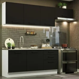 Arp Hazır Mutfak Dolabı-Çok Amaçlı Dolap 240 cm Beyaz Ve Beyaz Laminat Tezgah Dahil - Antrasit