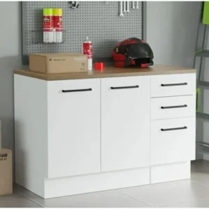 Atlantikçam Tezgahlı Prag Mutfak Alt Modül 3 Çekmeceli -2 Kapaklı-120 Cm Beyaz-tezgah Dahil