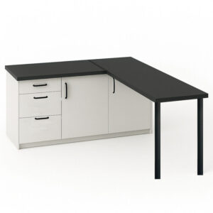 AY MUTFAK ADASI-L MUTFAK ADASI-3 ÇEKMECELİ 2 KAPAKLI-ÇOK AMAÇLI DOLAP-ALT MODÜL-KİLER - 150 CM - Beyaz-Antrasit