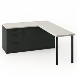 AY MUTFAK ADASI-L MUTFAK ADASI-3 ÇEKMECELİ 2 KAPAKLI-ÇOK AMAÇLI DOLAP-ALT MODÜL-KİLER - 150 CM - Antrasit-Beyaz