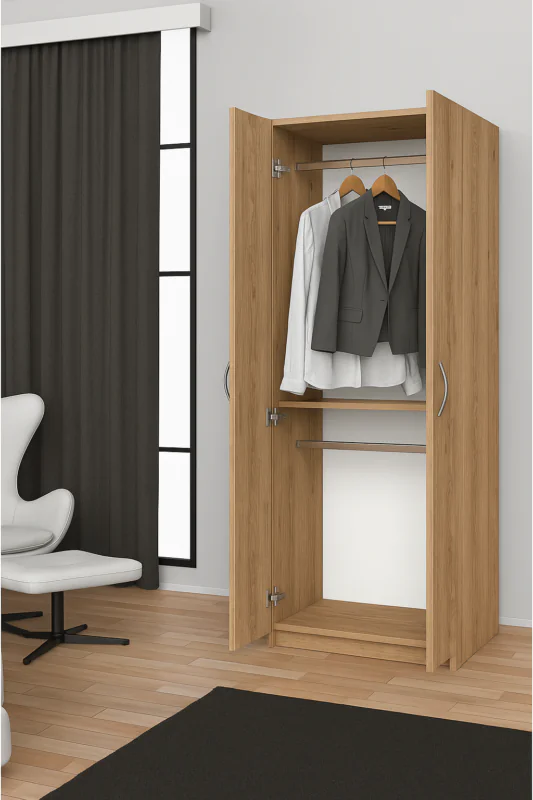 Sahar Giyinme Dolabı - Çok Amaçlı Dolap - Gardırop 60 Cm-2 Kapaklı - Atlantik Çam - Görsel 2