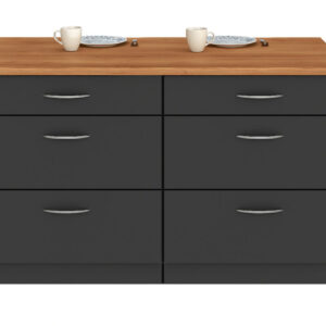 Dans Mutfak Adası 6 Çekmeceli Alt Modül 120 cm Tezgah Dahil -Antrasit - Atlantik Çam