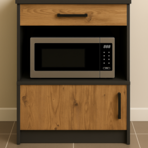 Dora Çok Amaçlı Dolap - Mikrodalga - Erzak - Mutfak - Kiler Dolabı - 60 cm - Atlantik Çam - Antrasit