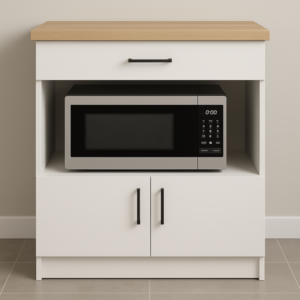 Nexa Çok Amaçlı Dolap - Mikrodalga - Erzak - Mutfak - Kiler Dolabı - 80 cm - Beyaz - Atlantik Çam