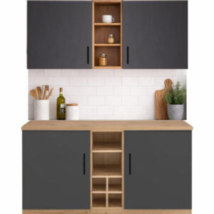 AYZA 4 KAPAKLI ÇOK AMAÇLI DOLAP-MUTFAK DOLABI-MİKRODALGA-ERZAK-AİRFRYER-KİLER DOLABI - Antrasit