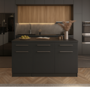 Afro Mutfak Adası - Alt Modül - 2 Çekmeceli 3 Kapaklı - 150 cm Antrasit - Tezgah Dahil -  Antrasit