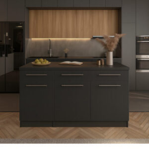 Afro Mutfak Adası - Alt Modül - 2 Çekmeceli 3 Kapaklı - 150 cm Antrasit - Tezgah Dahil -  Antrasit