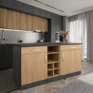 ANDA 2 ÇEKMECELİ 2 KAPAKLI MUTFAK ADASI- ÇOK AMAÇLI DOLAP-HAZIR MUTFAK DOLABI-ERZAK-KİLER  DOLABI - AtlantikÇam-Antrasit