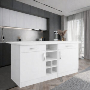 ANDA 2 ÇEKMECELİ 2 KAPAKLI MUTFAK ADASI- ÇOK AMAÇLI DOLAP-HAZIR MUTFAK DOLABI-ERZAK-KİLER  DOLABI - Beyaz