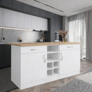 ANDA 2 ÇEKMECELİ 2 KAPAKLI MUTFAK ADASI- ÇOK AMAÇLI DOLAP-HAZIR MUTFAK DOLABI-ERZAK-KİLER  DOLABI - Beyaz-AtlantikÇam