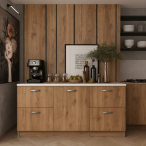 Badem Mutfak 1 Kapaklı - 4 Çekmeceli Alt Modül - 150 cm - Çok Amaçlı Dolap - Tezgah Dahil - AtlantikÇam-Beyaz