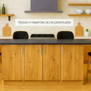 Star Mutfak Adası - Alt Modül - 4 Kapaklı - 180 cm - Tezgah Dahil - AtlantikÇam