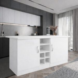 Wanda 2 Kapaklı Mutfak Adası - Çok Amaçlı Dolap - Hazır Mutfak Dolabı - Erzak - Kiler Dolabı - Beyaz