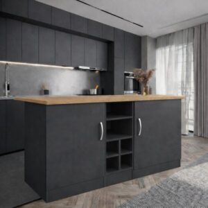 Wanda 2 Kapaklı Mutfak Adası - Çok Amaçlı Dolap - Hazır Mutfak Dolabı - Erzak - Kiler Dolabı - Antrasit-AtlantikÇam Tezgahlı