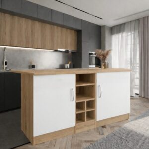 Wanda 2 Kapaklı Mutfak Adası - Çok Amaçlı Dolap - Hazır Mutfak Dolabı - Erzak - Kiler Dolabı - Beyaz-AtlantikÇam